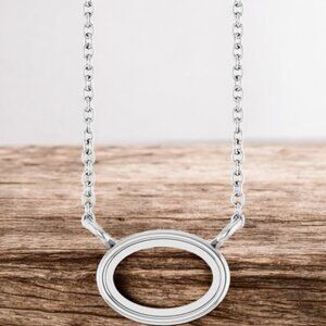 6 x 4 mm Oval Cabochon Bezel Set Necklace Mounting in 14kt White Gold